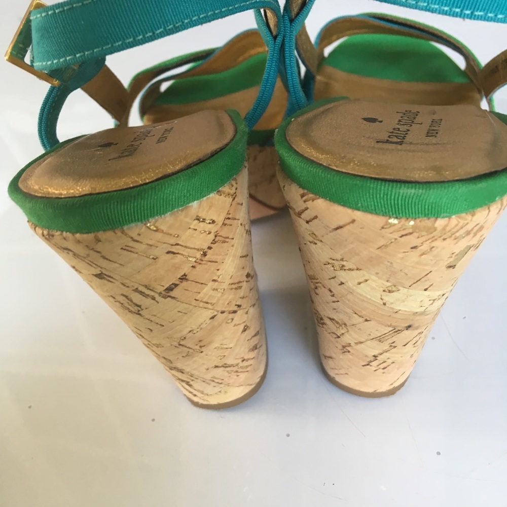 3/$50 Kate Spade Block heels Size 10. Blue/green - Picture 6 of 7
